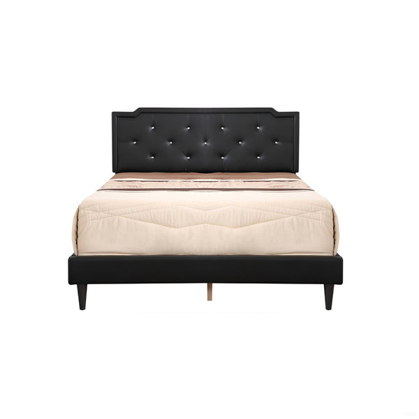 English Elm Elegant Tufted Queen Bed Frame with Adjustable Headboard, Support Slats & Durable Legs for Comfort and Style Black 5.5 L x 22.5 W x 65.5 H B078118231