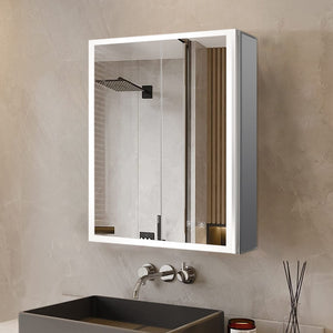 English Elm Mesa Double Door Led Medicine Cabinet with Defogger Aluminum Frame Bathroom Storage B2731P478359