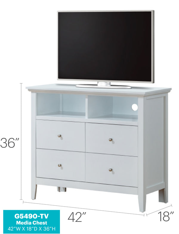 English Elm Hammond White G5490-TV Media Chest — 42" W Modern Wood Veneer TV Stand with Spacious Drawers & Storage B078118404