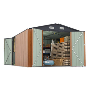 English Elm Campcraft Galvanized Steel Outdoor Storage Shed with Triple Lockable Doors and Vents W1598S00036