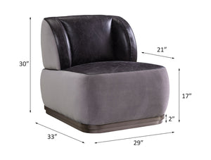 English Elm Antique Top Grain Leather Accent Chair with Vintage Patchwork Aluminum Frame, Slate Grey Elegance B062P209152