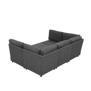 English Elm Modern Foil Fabric Modular Sectional Sofa Reconfigurable Living Room Seating Dark Gray W5568S00049