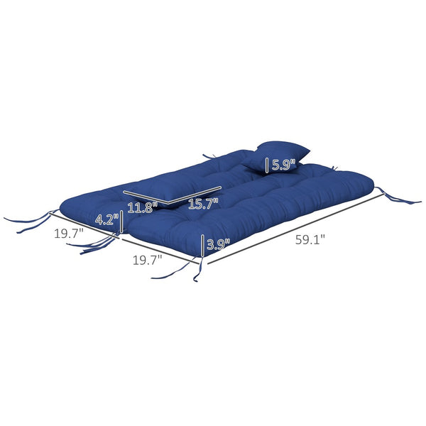 English Elm Outsunny Tufted Patio Bench Cushion Set Polyester Fill Water Resistant Outdoor Seat Blue W2225P174513