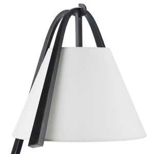 Frey Modern Black Floor Lamp with Off-White Shade - Elegant Asian-Inspired Design for Any Room