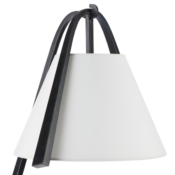 Frey Modern Black Floor Lamp with Off-White Shade - Elegant Asian-Inspired Design for Any Room