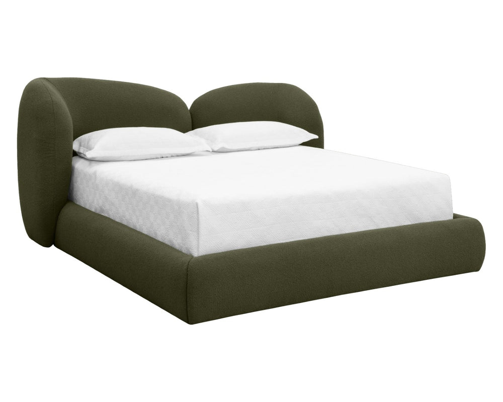 Sunpan ESME Bed - Luxurious King Size Design in Soft Copenhagen Olive Boucle for Ultimate Comfort & Style 112631
