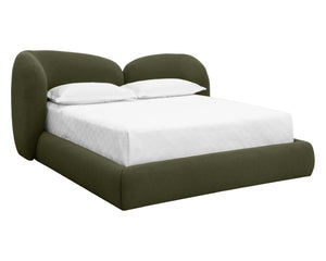 Sunpan ESME Bed - Luxurious King Size Design in Soft Copenhagen Olive Boucle for Ultimate Comfort & Style 112631