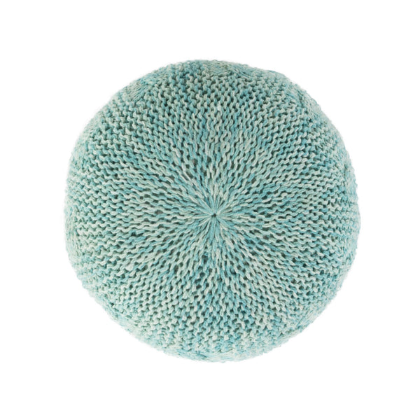 English Elm Christopher Knight Home® - Deon Handcrafted Knitted PET Yarn Round Pouf 20x20x14 in Aqua — Cozy Modern Footrest & Extra Seating 60496.00