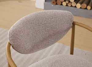 English Elm Beige Woven Fabric Dining Chair Set of Two with Wood Grain Iron Frame for Any Room W3149S00002