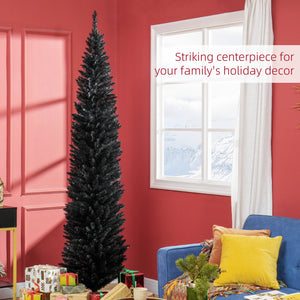 English Elm Homcom 8' Slim Pencil Christmas Tree With 618 Realistic Branch Tips - Elegant Black Holiday Decor W2225P249617