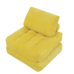 English Elm 70.8"corduroy Fabric Oversized Bean Bag Couch Plush Ergonomic Lounger for Dorm or Bedroom Yellow W3975P440929
