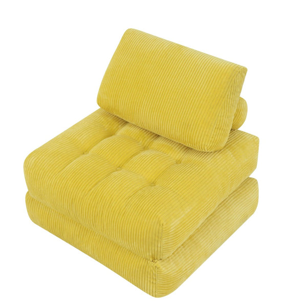 English Elm 70.8"corduroy Fabric Oversized Bean Bag Couch Plush Ergonomic Lounger for Dorm or Bedroom Yellow W3975P440929