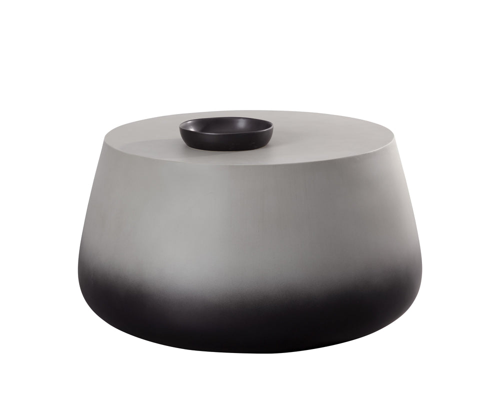 Sunpan Aries Concrete Coffee Table - Bold Drum Design for Modern Indoor and Outdoor Living Spaces Black Ombre
