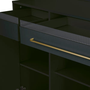 English Elm (assembly Required) Topmax 63w Matte Black Buffet Hutch with Pegboard and Power Outlet N717S000079B