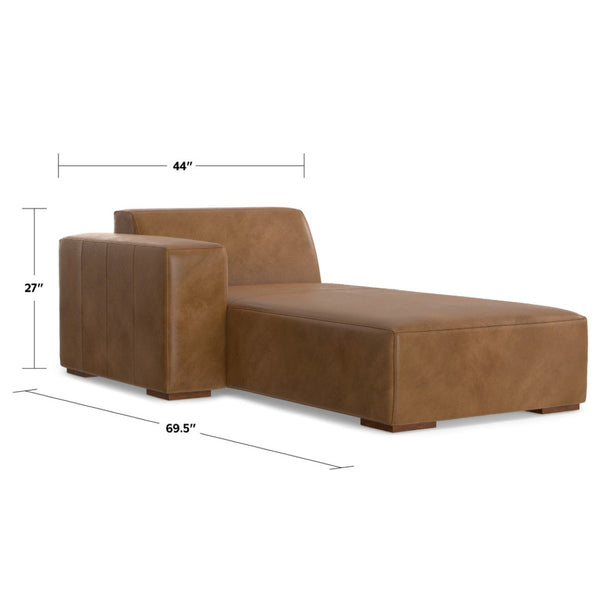English Elm Rex Left Chaise Sofa Module In Caramel Brown Leather - Modern, Flexible, And Stylish Seating Solution B136P199266-GIGA