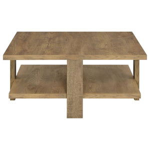 English Elm Runnion Dual Tier Square Coffee Table Warm Brown Finish for Farmhouse Living Rooms B062P441084