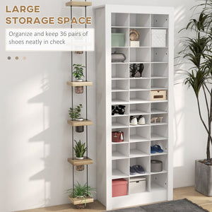 English Elm Homcom Tall Narrow Shoe Organizer Open Cubby Storage Unit Holds 36 Pairs White W2225P229414