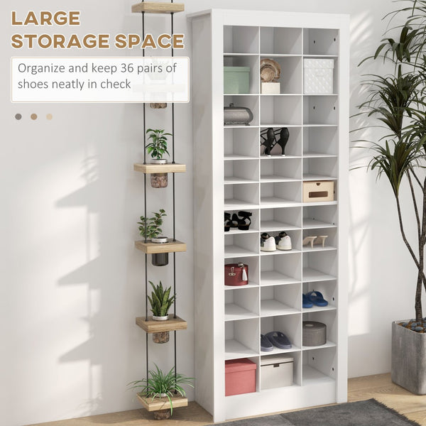 English Elm Homcom Tall Narrow Shoe Organizer Open Cubby Storage Unit Holds 36 Pairs White W2225P229414
