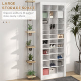 English Elm Homcom 71" Tall Shoe Rack Storage Organizer, Narrow Shoe Cabinet For Entryway With Open Cubes For 36 Pairs, White