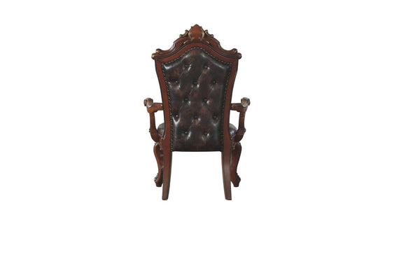 English Elm Picardy Button Tufted Pu Leather Arm Chairs Set of 2 with Queen Anne Carved Frame B2726P462330