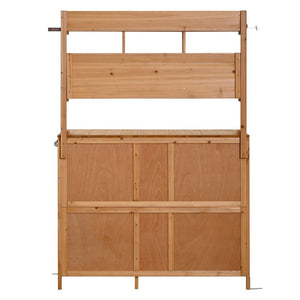 English Elm (with Hutch) Topamx Solid Fir Potting Bench Patio Workstation Spice Rack Drawer Natural Wood N717P404331A