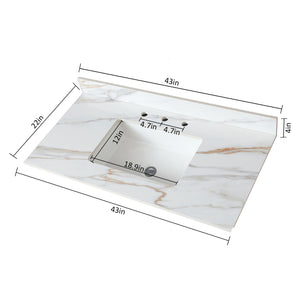English Elm 43 Inch Marble Vanity Top - Elegant Carrara White Sink With 4" Backsplash & Durable Design For Bathrooms W2699P192444