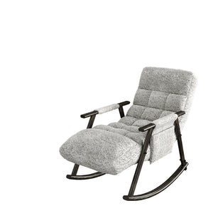 English Elm 42"l Folding Rocking Chair Iron Frame Cushioned High Back Adjustable Footrest Lounge Grey W1669P163321