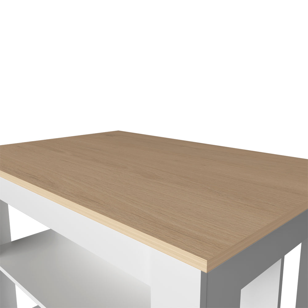 English Elm Kitchen Island Ada Light Pine & White Compact 35.4"H x 40.5"W Durable Engineered Wood with Ample Storage and Shelves B092P238714