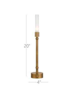 Currey & Company Paseo Brass Cordless Table Lamp - Sleek Candelabra Design With Rechargeable Base For Versatile Lighting Gold Metal ,Glass 6700-0013-currey-company