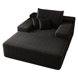 English Elm Modern Sofa bed lounger Antique Black Corduroy – No Assembly, Oversized Chaise, Cloud-Like Comfort, 600lb Capacity W2824P301533