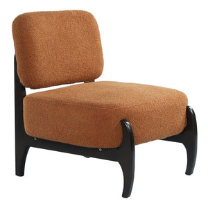 English Elm 26" Boucle Lounge Chair Solid Wood Frame Woven Texture Minimalist Seat for Any Room Orange N767P408732G