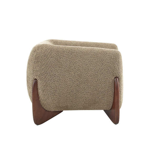 English Elm Christopher Knight Home® - Modern Upholstered Round Arm Accent Chair with Velvet Finish, Elegant Curved Back and Three Legs Design Light Brown 39.5 L x 32.5 W x 23.25 H N776P216196D