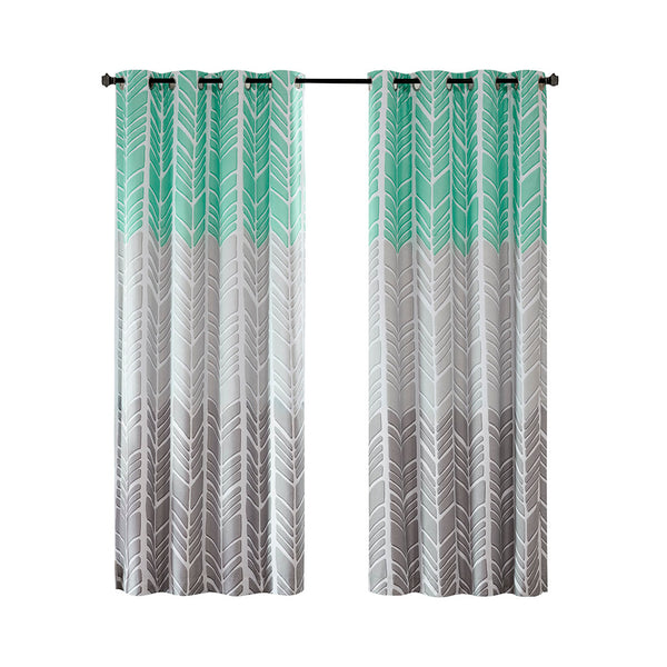 Intelligent Design Adel Casual Printed Total Blackout Curtain Panel ID40-1013 Aqua