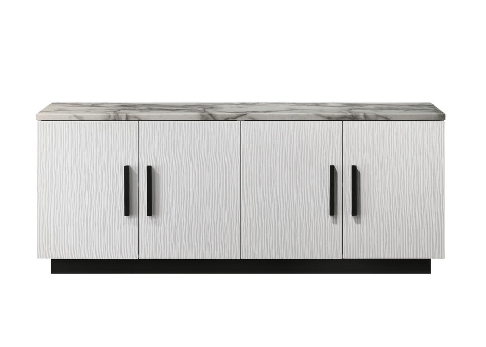 English Elm Reine Modern Console Table Faux Marble Top Four Door Storage Entryway Cabinet B2749P413258