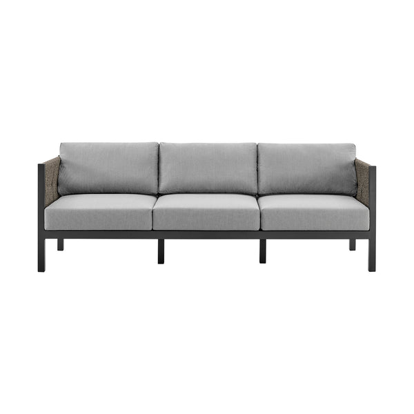 English Elm Solenna Aluminum Rope Outdoor Sofa in Gray — All-Weather, Quick-Dry Cushions, Removable Covers, 83" L B2736P354355