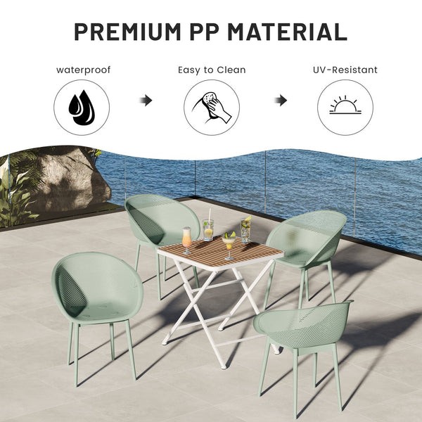 English Elm 2-Pack Modern Lounge Chairs with 55" Long Weatherproof Table — UV-Resistant, Ergonomic, Easy Assembly khaki,Pale Green,White W3450S00015