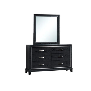 English Elm Livingston 4-Drawer Chest with Wood Grain Finish, Dovetail Construction & Brushed Steel Handles, Durable Storage Solution Black 59.92 L x 18.5 W x 37.04 H B078P366200