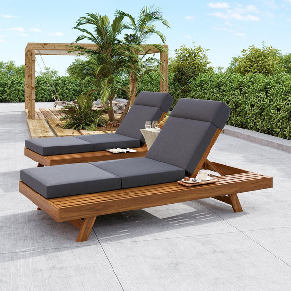 English Elm Christopher Knight Home® - Lounge Chaise Set With Adjustable Headrest, Weather-Resistant Cushions For Stylish Outdoor Comfort N770P253442T_N770P285267G