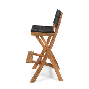 English Elm Christopher Knight Home® - 41.75" Outdoor Folding Acacia Wood Barstools with Wicker Seat, Weatherproof Foldable Patio Stools Teak 65093.00