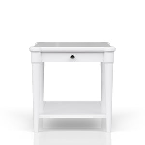 English Elm White Solid Wood Cocktail Table with Casters and Two Drawers, Transitional Casual Design, Durable Finish White 28 L x 30 W x 14.25 H B2699P218290
