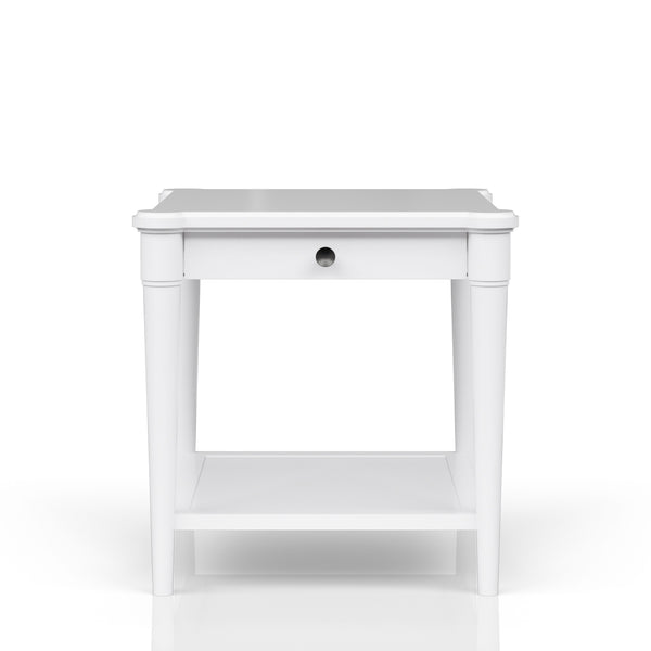 English Elm White Solid Wood Cocktail Table with Casters and Two Drawers, Transitional Casual Design, Durable Finish White 28 L x 30 W x 14.25 H B2699P218290