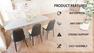 English Elm 62.99-78.74" Expandable Dining Set For 2-8 With Modern U-Shaped Legs, 6 Padded Chairs, And Style W2189S00719