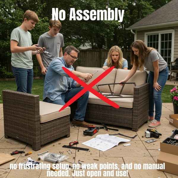 English Elm Fully Assembled Outdoor Wicker Sectional Sunbrella Cushions Aluminum Frame Seats Six B120S00277