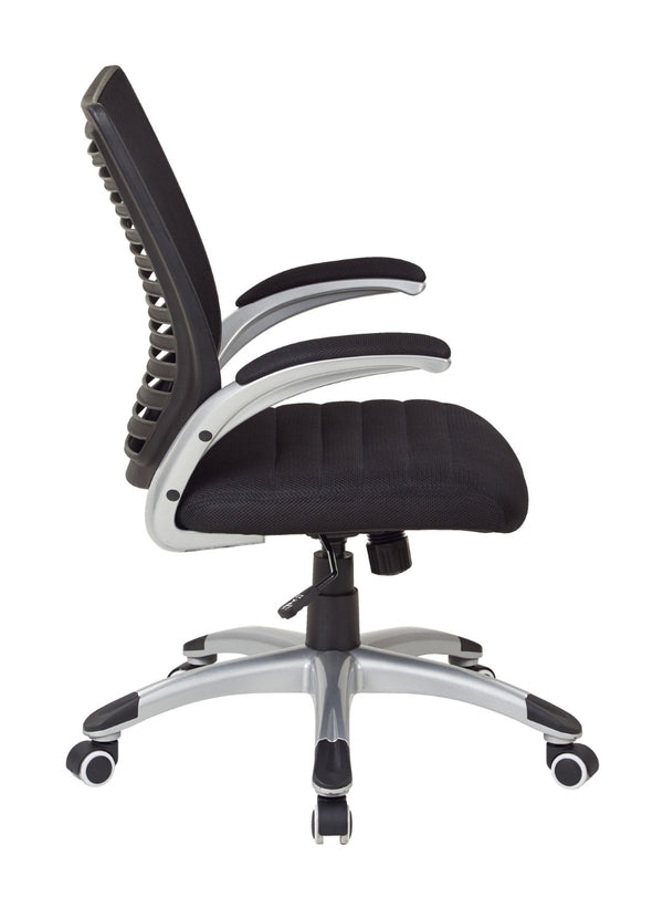 OSP Home Furnishings Mesh Back Managers Chair with Lumbar Support Padded Seat and Ergonomic Controls EMH69096-3
