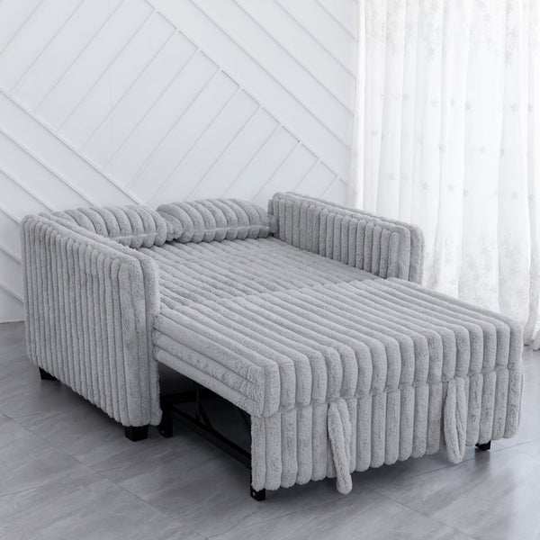 English Elm 3 in 1 Convertible Sleeper Sofa Bed with Plush Fabric, Spring Support, Cozy Skin-Friendly Comfort Light Gray W1767P195964