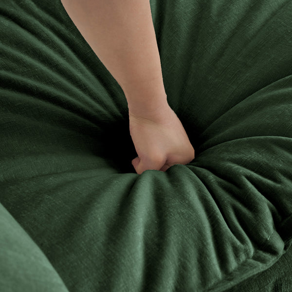 English Elm Modern Green Chenille Accent Chair with Ottoman — Solid Wood Frame, Breathable Comfort, Modular Options W714S00450