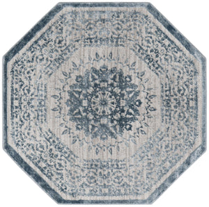 Unique Loom Aberdeen Derbyshire Machine Made Medallion Rug Light Blue, Gray 5' 3" x 5' 3"