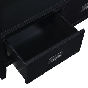 English Elm 36'' Farmhouse Pine Console Table with 4 Drawers & Open Shelf, Solid Wood MDF, Retro-Modern Entryway Accent W1202P251878