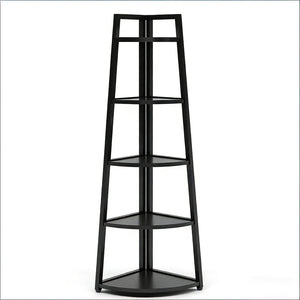 English Elm Tall 5 Tier Corner Ladder Bookshelf with Metal Frame for Living Room Storage T3971P453200