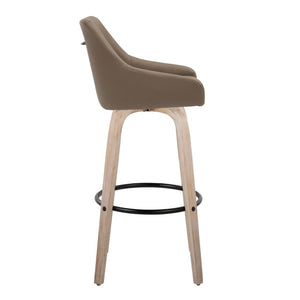 English Elm Adjustable Swivel Barstools Mid-century Walnut Faux Leather Kitchen Counter Set of 2 Brown B202S01920